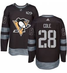 Men's Adidas Pittsburgh Penguins #28 Ian Cole Authentic Black 1917-2017 100th Anniversary NHL Jersey