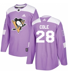 Men's Adidas Pittsburgh Penguins #28 Ian Cole Authentic Purple Fights Cancer Practice NHL Jersey