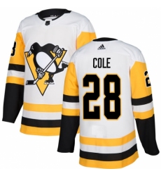 Men's Adidas Pittsburgh Penguins #28 Ian Cole Authentic White Away NHL Jersey