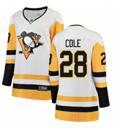 Women's Pittsburgh Penguins #28 Ian Cole Authentic White Away Fanatics Branded Breakaway NHL Jersey