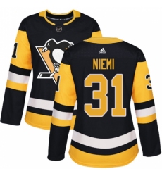 Women's Adidas Pittsburgh Penguins #31 Antti Niemi Authentic Black Home NHL Jersey