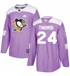 Men's Adidas Pittsburgh Penguins #24 Jarred Tinordi Authentic Purple Fights Cancer Practice NHL Jersey