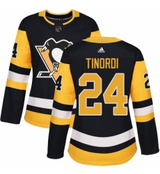 Women's Adidas Pittsburgh Penguins #24 Jarred Tinordi Authentic Black Home NHL Jersey