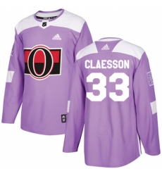 Men's Adidas Ottawa Senators #33 Fredrik Claesson Authentic Purple Fights Cancer Practice NHL Jersey