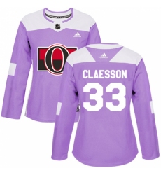 Women's Adidas Ottawa Senators #33 Fredrik Claesson Authentic Purple Fights Cancer Practice NHL Jersey