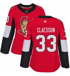 Women's Adidas Ottawa Senators #33 Fredrik Claesson Authentic Red Home NHL Jersey