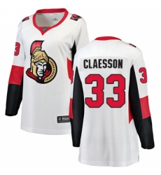 Women's Ottawa Senators #33 Fredrik Claesson Fanatics Branded White Away Breakaway NHL Jersey