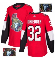 Men's Adidas Ottawa Senators #32 Chris Driedger Authentic Red Fashion Gold NHL Jersey
