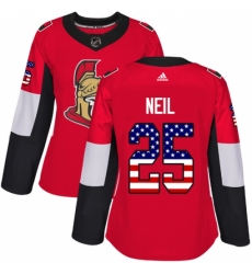 Women's Adidas Ottawa Senators #25 Chris Neil Authentic Red USA Flag Fashion NHL Jersey