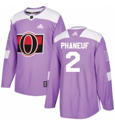 Men's Adidas Ottawa Senators #2 Dion Phaneuf Authentic Purple Fights Cancer Practice NHL Jersey