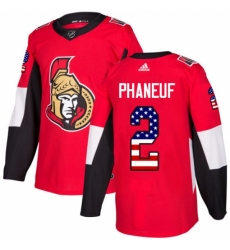 Men's Adidas Ottawa Senators #2 Dion Phaneuf Authentic Red USA Flag Fashion NHL Jersey