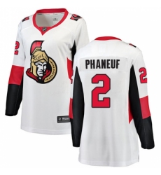 Women's Ottawa Senators #2 Dion Phaneuf Fanatics Branded White Away Breakaway NHL Jersey