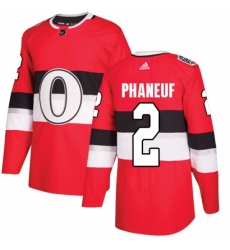 Youth Adidas Ottawa Senators #2 Dion Phaneuf Authentic Red 2017 100 Classic NHL Jersey