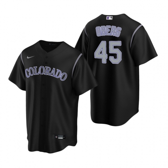 Men's Nike Colorado Rockies #45 Scott Oberg Black Alternate Stitched Baseball Jersey Men's Nike Colorado Rockies #45 Scott Oberg Black Alternate Stitched Baseball Jersey