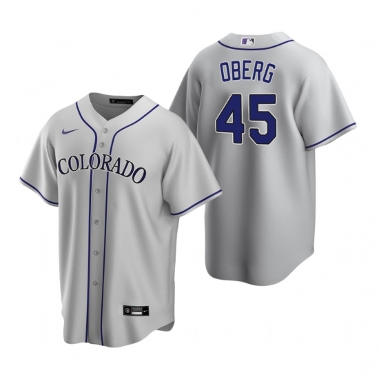 Men's Nike Colorado Rockies #45 Scott Oberg Gray Road Stitched Baseball Jersey Men's Nike Colorado Rockies #45 Scott Oberg Gray Road Stitched Baseball Jersey