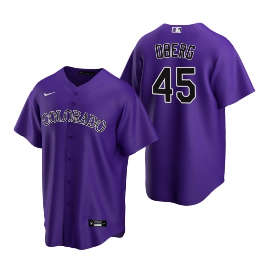 Men's Nike Colorado Rockies #45 Scott Oberg Purple Alternate Stitched Baseball Jersey Men's Nike Colorado Rockies #45 Scott Oberg Purple Alternate Stitched Baseball Jersey