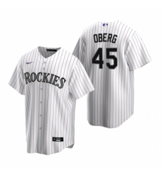 Men's Nike Colorado Rockies #45 Scott Oberg White Home Stitched Baseball Jersey