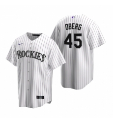 Men's Nike Colorado Rockies #45 Scott Oberg White Home Stitched Baseball Jersey Men's Nike Colorado Rockies #45 Scott Oberg White Home Stitched Baseball Jersey