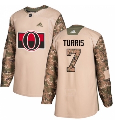 Men's Adidas Ottawa Senators #7 Kyle Turris Authentic Camo Veterans Day Practice NHL Jersey