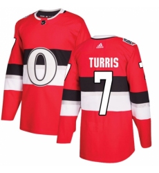 Men's Adidas Ottawa Senators #7 Kyle Turris Authentic Red 2017 100 Classic NHL Jersey
