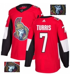 Men's Adidas Ottawa Senators #7 Kyle Turris Authentic Red Fashion Gold NHL Jersey