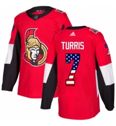 Men's Adidas Ottawa Senators #7 Kyle Turris Authentic Red USA Flag Fashion NHL Jersey