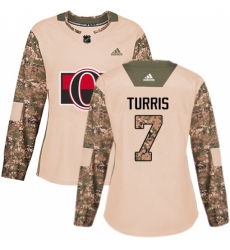 Women's Adidas Ottawa Senators #7 Kyle Turris Authentic Camo Veterans Day Practice NHL Jersey