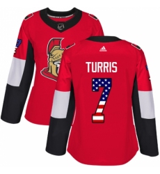 Women's Adidas Ottawa Senators #7 Kyle Turris Authentic Red USA Flag Fashion NHL Jersey