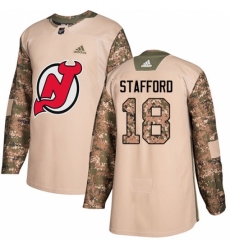 Men's Adidas New Jersey Devils #18 Drew Stafford Authentic Camo Veterans Day Practice NHL Jersey