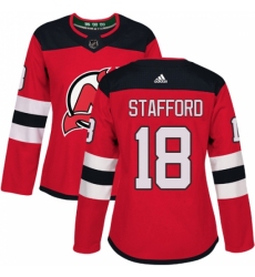Women's Adidas New Jersey Devils #18 Drew Stafford Authentic Red Home NHL Jersey