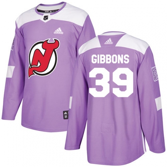 Men's Adidas New Jersey Devils #39 Brian Gibbons Authentic Purple Fights Cancer Practice NHL Jersey Men's Adidas New Jersey Devils #39 Brian Gibbons Authentic Purple Fights Cancer Practice NHL Jersey