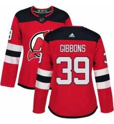 Women's Adidas New Jersey Devils #39 Brian Gibbons Authentic Red Home NHL Jersey Women's Adidas New Jersey Devils #39 Brian Gibbons Authentic Red Home NHL Jersey