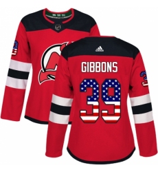 Women's Adidas New Jersey Devils #39 Brian Gibbons Authentic Red USA Flag Fashion NHL Jersey Women's Adidas New Jersey Devils #39 Brian Gibbons Authentic Red USA Flag Fashion NHL Jersey
