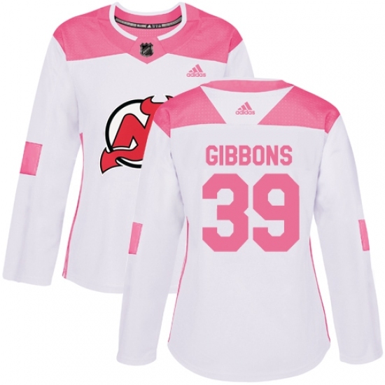 Women's Adidas New Jersey Devils #39 Brian Gibbons Authentic White/Pink Fashion NHL Jersey Women's Adidas New Jersey Devils #39 Brian Gibbons Authentic White/Pink Fashion NHL Jersey