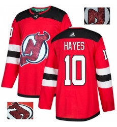 Men's Adidas New Jersey Devils #10 Jimmy Hayes Authentic Red Fashion Gold NHL Jersey