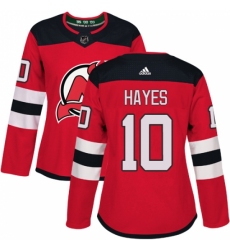 Women's Adidas New Jersey Devils #10 Jimmy Hayes Authentic Red Home NHL Jersey