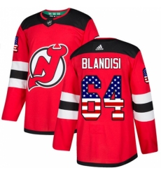Men's Adidas New Jersey Devils #64 Joseph Blandisi Authentic Red USA Flag Fashion NHL Jersey