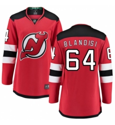 Women's New Jersey Devils #64 Joseph Blandisi Fanatics Branded Red Home Breakaway NHL Jersey