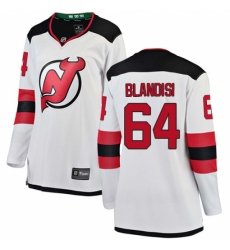 Women's New Jersey Devils #64 Joseph Blandisi Fanatics Branded White Away Breakaway NHL Jersey