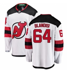 Youth New Jersey Devils #64 Joseph Blandisi Fanatics Branded White Away Breakaway NHL Jersey