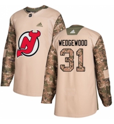 Men's Adidas New Jersey Devils #31 Scott Wedgewood Authentic Camo Veterans Day Practice NHL Jersey