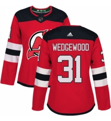 Women's Adidas New Jersey Devils #31 Scott Wedgewood Authentic Red Home NHL Jersey