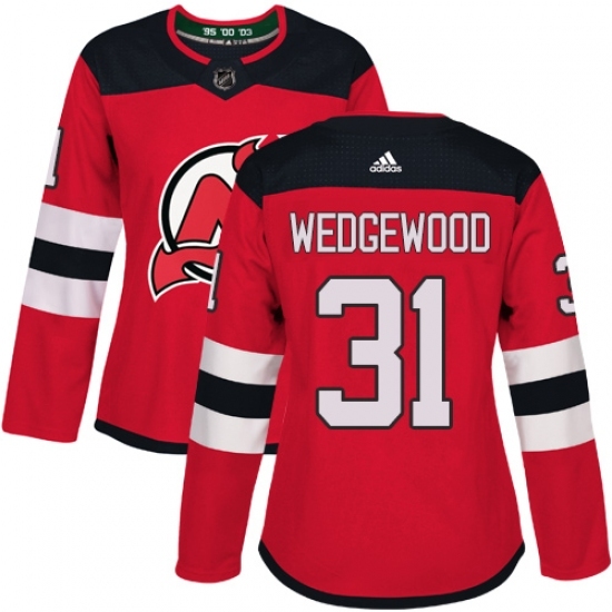 Women's Adidas New Jersey Devils #31 Scott Wedgewood Authentic Red Home NHL Jersey Women's Adidas New Jersey Devils #31 Scott Wedgewood Authentic Red Home NHL Jersey