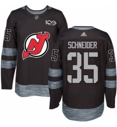 Men's Adidas New Jersey Devils #35 Cory Schneider Authentic Black 1917-2017 100th Anniversary NHL Jersey