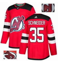 Men's Adidas New Jersey Devils #35 Cory Schneider Authentic Red Fashion Gold NHL Jersey