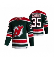 Men's New Jersey Devils #35 Cory Schneider Green 2020-21 Reverse Retro Alternate Hockey Jersey