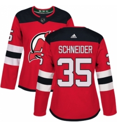 Women's Adidas New Jersey Devils #35 Cory Schneider Authentic Red Home NHL Jersey