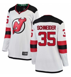 Women's New Jersey Devils #35 Cory Schneider Fanatics Branded White Away Breakaway NHL Jersey