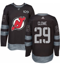 Men's Adidas New Jersey Devils #29 Ryane Clowe Authentic Black 1917-2017 100th Anniversary NHL Jersey