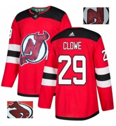 Men's Adidas New Jersey Devils #29 Ryane Clowe Authentic Red Fashion Gold NHL Jersey